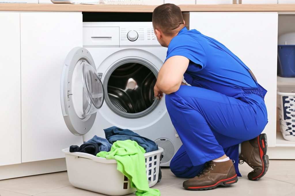 Defekte Waschmaschine wird repariert